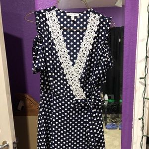 Polka dot navy blue dress